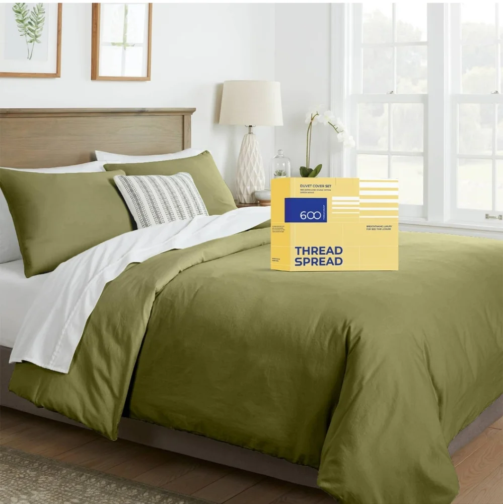 THREAD SPREAD King/Cal King Duvet Cover, 600 Thread Count Sateen 3Pc Egyptian Co